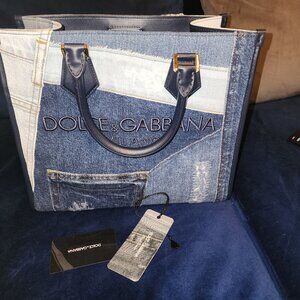 Dolce and gabbana denim patchwork purse